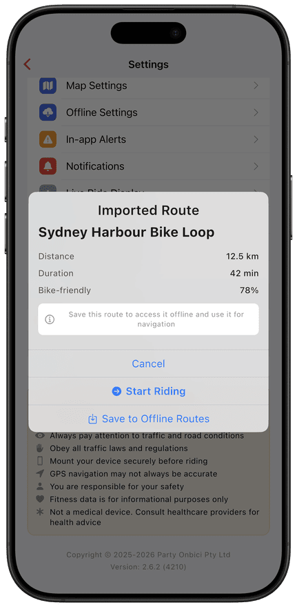 iPhone GPX import