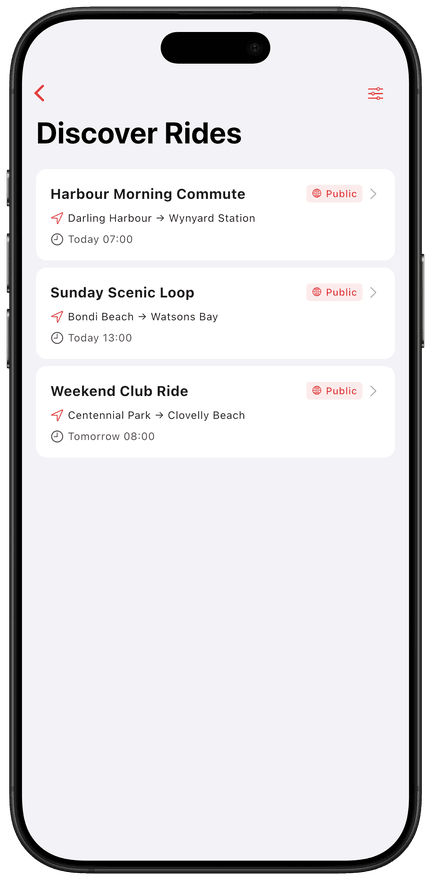 Discover group rides near you