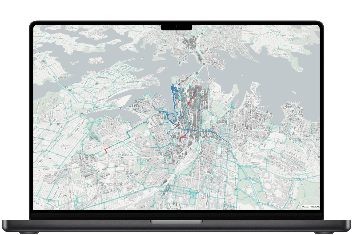 Map of where people ride across the city, showing cycling demand